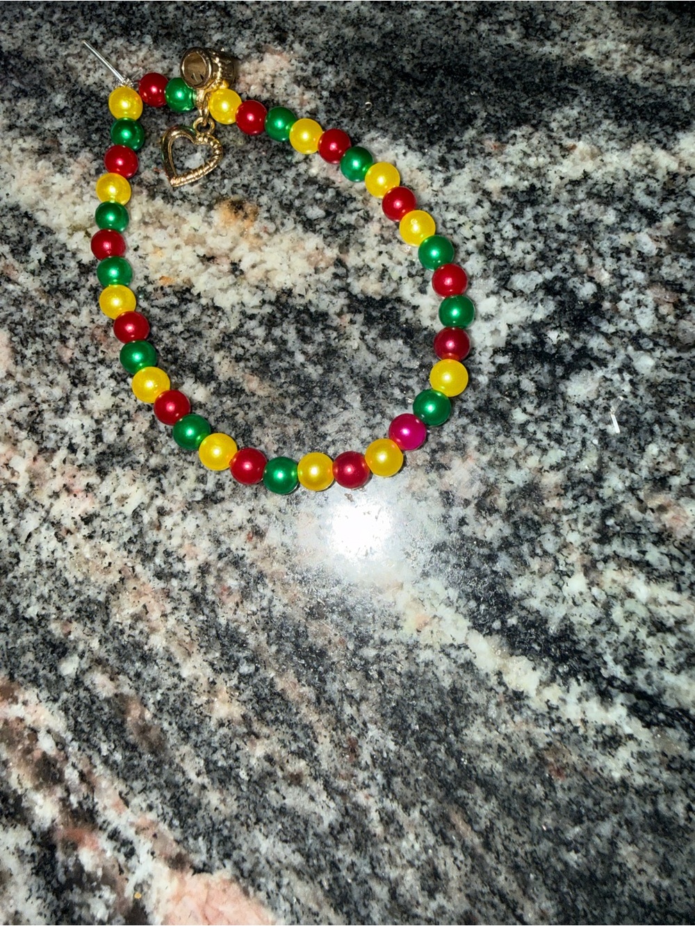 Colorful Beaded Women's Bracelet with Heart Charm - Multi